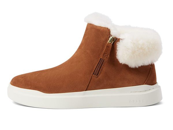 コールハーン レディース ブーツ・レインブーツ シューズ Grandpro Rally Bootie New Caramel Premium Plus Suede/Natural Faux Shearlin