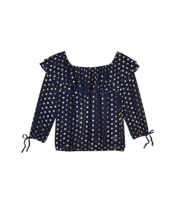 マイケルコース レディース シャツ トップス Mini Medallion Peasant Top True Navy/Gold