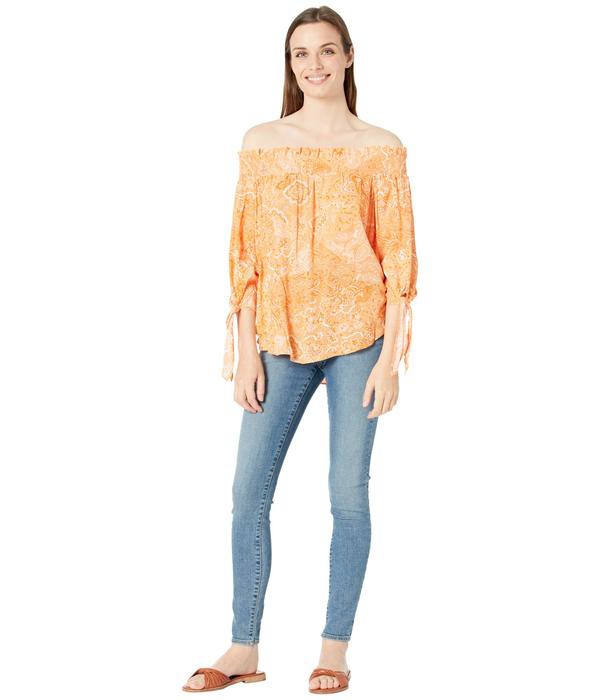 マイケルコース レディース シャツ トップス Paisley Off-Shoulder Top Nectarine