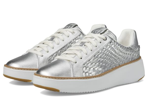 コールハーン レディース スニーカー シューズ Grandpro Topspin Sneaker Silver Genevieve Weave/Optic White