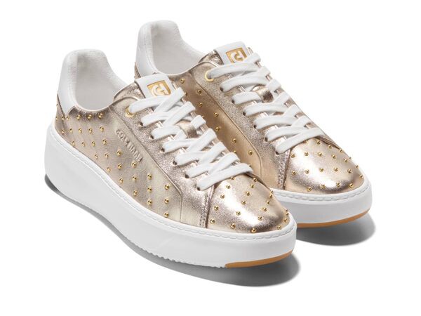 コールハーン レディース スニーカー シューズ Grandpro Topspin Sneaker Soft Gold/ White/Micro Studs