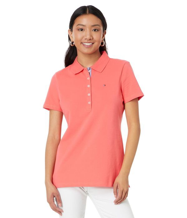 トミー ヒルフィガー レディース シャツ トップス Solid Short Sleeve Polo Sherbet