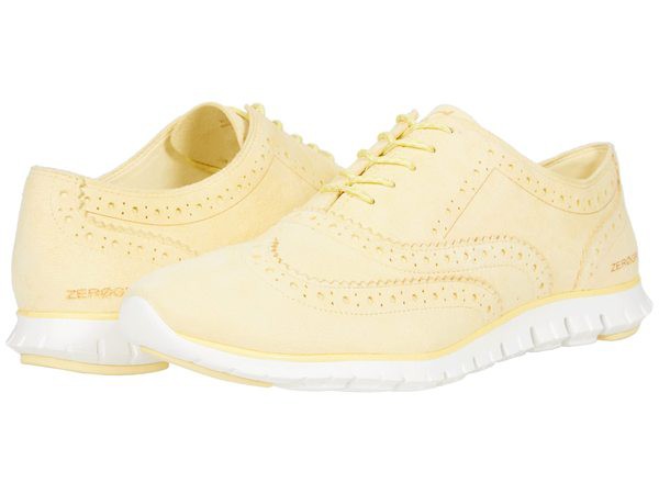 コールハーン レディース オックスフォード シューズ Zerogrand Wing Tip Oxford Closed Hole II Pale Banana Suede/Pale Banana Paintli