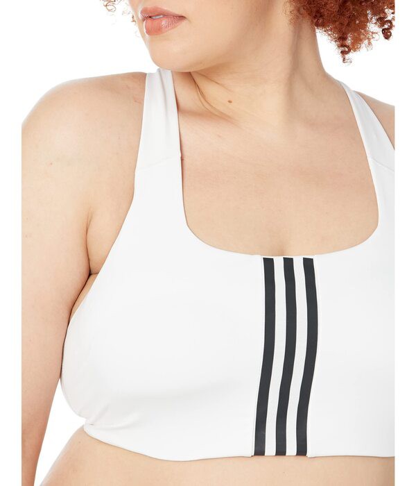 アディダス レディース ブラジャー アンダーウェア Plus Size Training Medium Support Better 3-Stripes Bra White