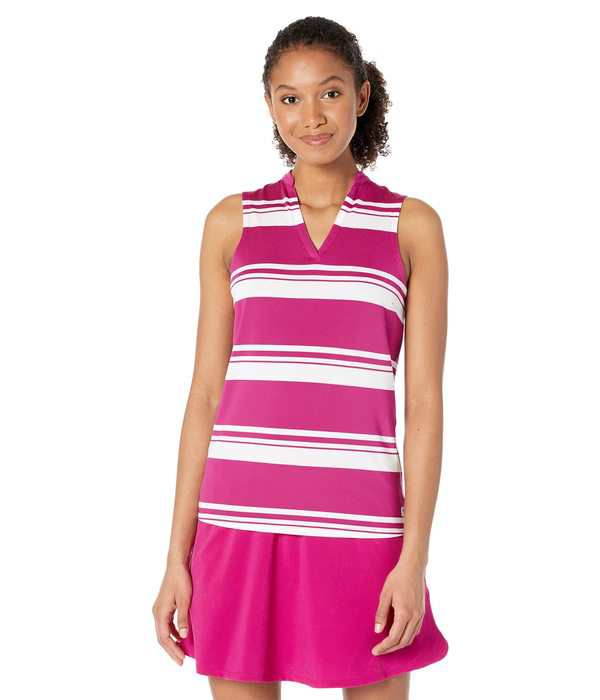 プーマ レディース シャツ トップス Cloudspun Valley Stripe Sleeveless Polo Festival Fuchsia