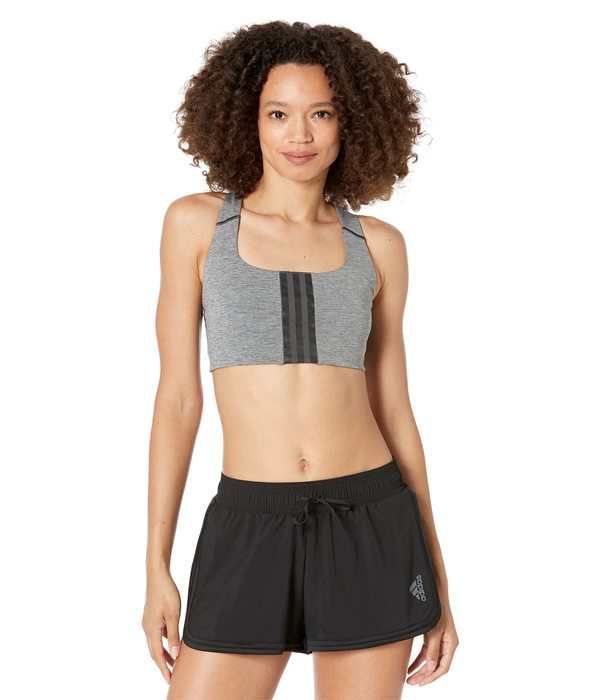 アディダス レディース ブラジャー アンダーウェア Training Medium Support Better 3-Stripes Bra Dark Grey Heather