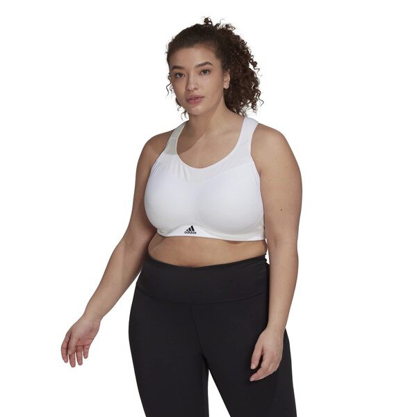 アディダス レディース ブラジャー アンダーウェア Plus Size Tailored Impact Luxe Training High Support Zip Bra White/Black