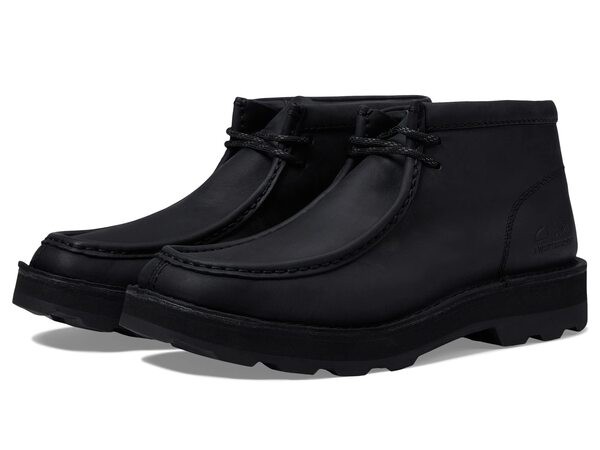 クラークス メンズ ブーツ・レインブーツ シューズ Corston Wally Waterproof Black Leather Waterproof