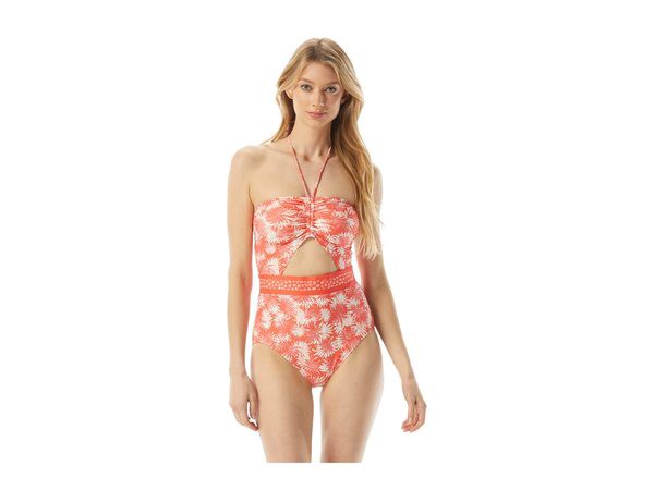 マイケルコース レディース 上下セット 水着 Palm Mix Bandeau Cutout One-Piece Sangria