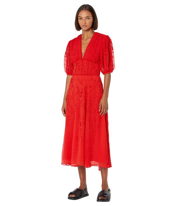 オールセインツ レディース ワンピース トップス Aspen Embroidered Dress Red