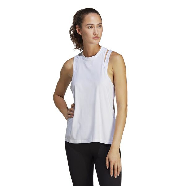 アディダス レディース シャツ トップス Aeroready Training Essentials 3-Bar Tank Top White