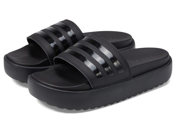 アディダス レディース サンダル シューズ Adilette Platform Black/Black/Black