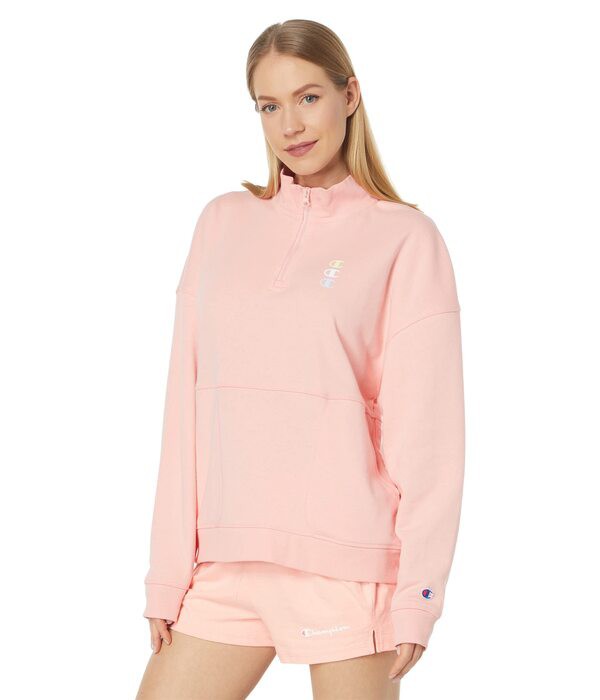 チャンピオン レディース パーカー・スウェット アウター Campus French Terry 1/4 Zip Pink Star