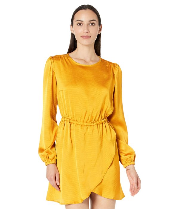 マイケルコース レディース ワンピース トップス Satin Long Sleeve Flounce Dress Marigoldの通販は 16,980円