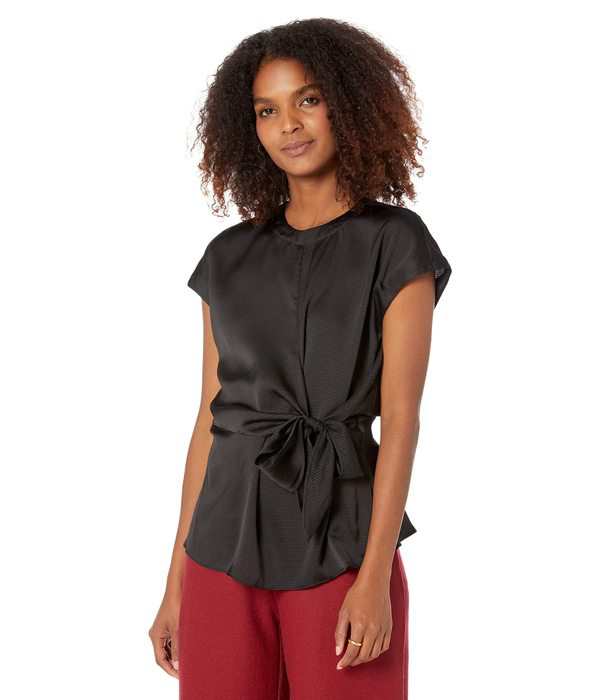 マイケルコース レディース シャツ トップス Short Sleeve Wrap Top Blackの通販は