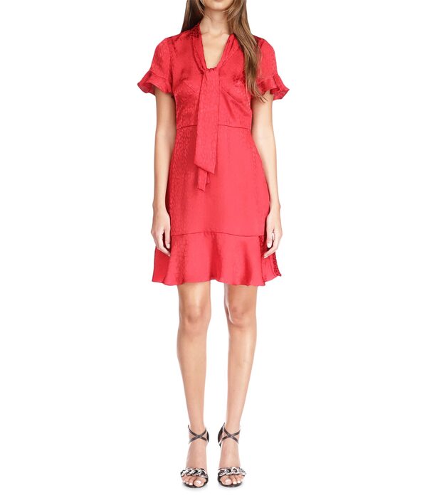 マイケルコース レディース ワンピース トップス Cheetah Plisse Tie Dress Crimsonの通販は 33,800円