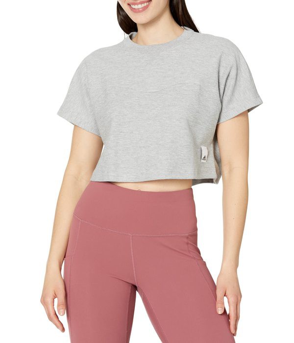 アディダス レディース シャツ トップス Lounge Terry Loop Crop Top Medium Grey Heather