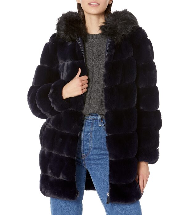 カルバンクライン レディース コート アウター Hooded Faux Fur Jacket 