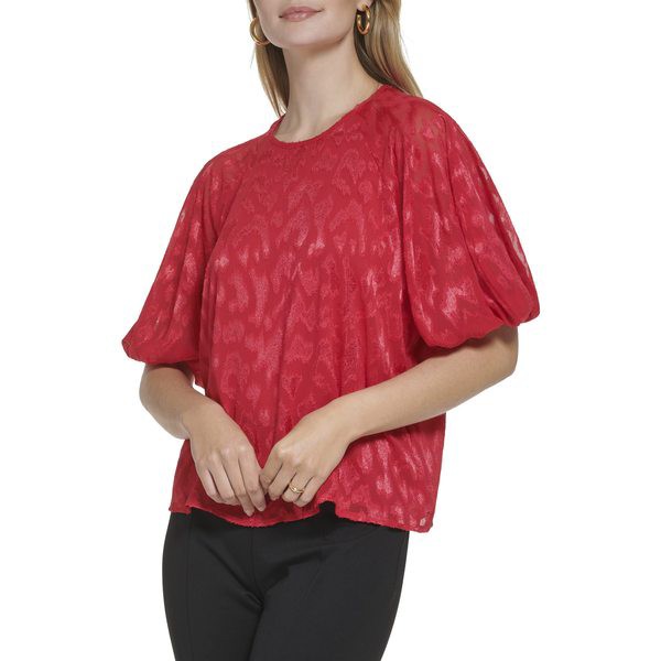 カルバンクライン レディース シャツ トップス Poof Shoulder Elbow Sleeve Rouge