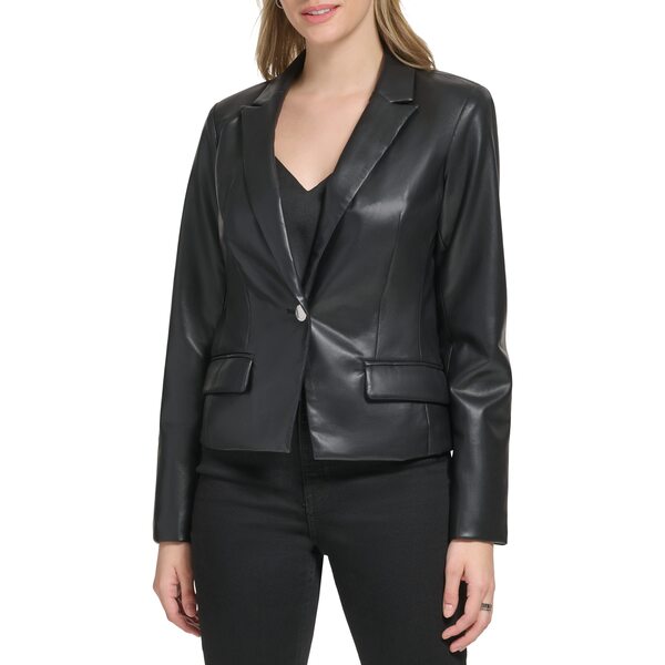 カルバンクライン レディース コート アウター PU One-Button Jacket Blackの通販は 32,800円