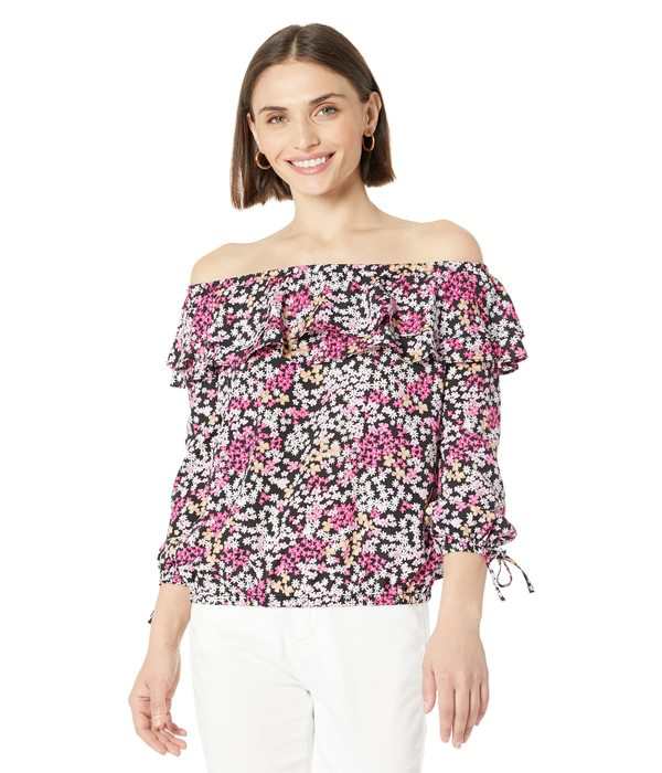 マイケルコース レディース シャツ トップス Petite Floral Ruffle Peasant Top Cerise