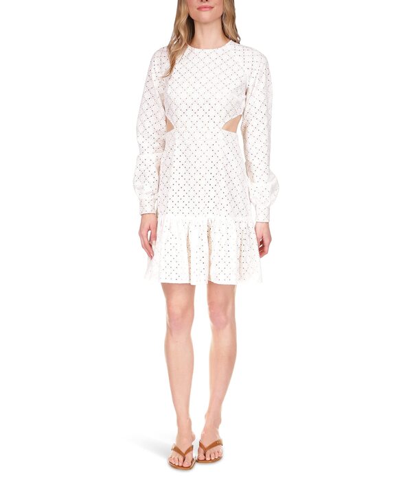 マイケルコース レディース ワンピース トップス Geo Eyelet Dress Whiteの通販は