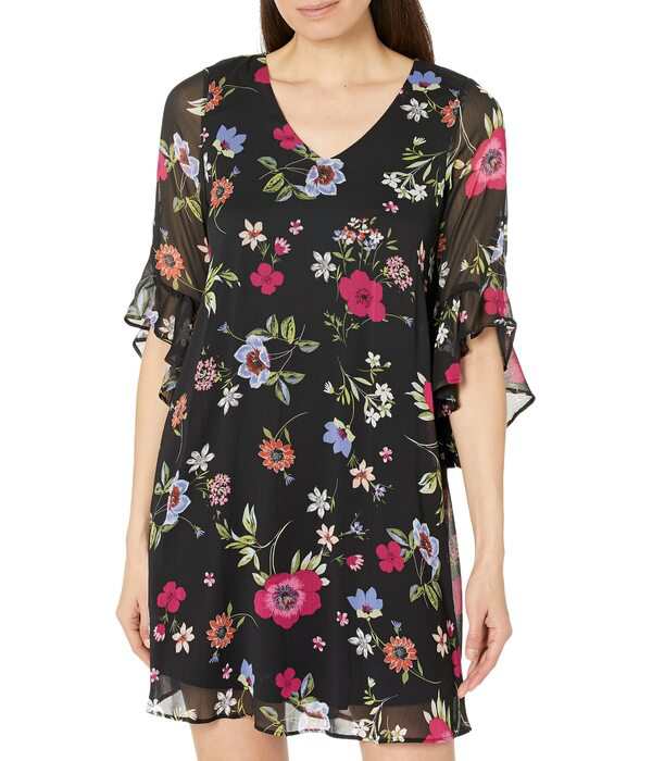 カルバンクライン レディース ワンピース トップス Chiffon Print Bell Sleeve Dress Berry Multiの通販は