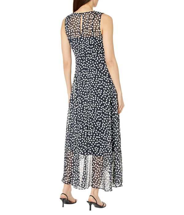 カルバンクライン レディース ワンピース トップス Chiffon Print V-Neck Maxi Dress Indigo Cream