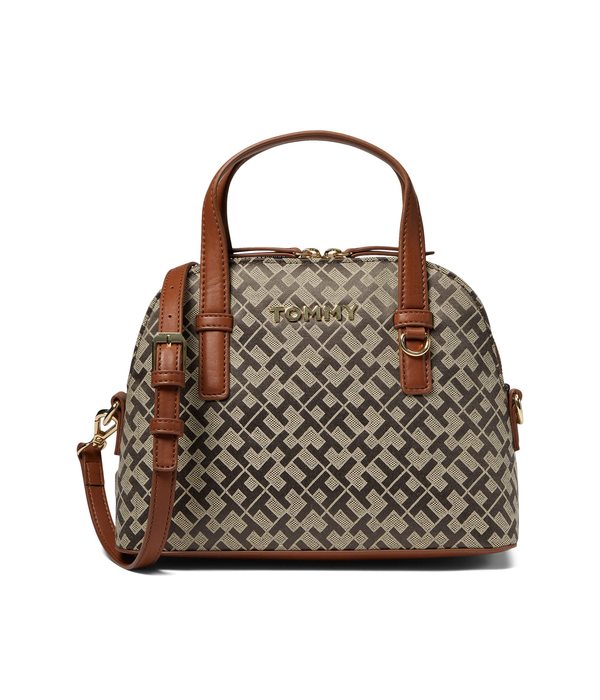 トミー ヒルフィガー レディース ハンドバッグ バッグ Schyler Geo Poly Jacquard Mini Dome Satchel Tan/Dark/Chocolateの通販は 25,980円