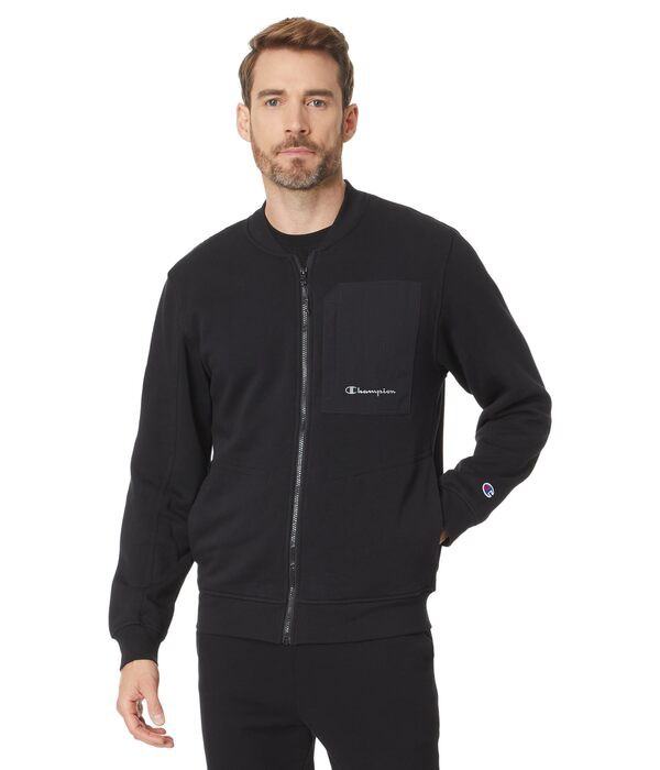 チャンピオン メンズ コート アウター All Over Print Global Explorer Fleece Bomber Blackの通販は