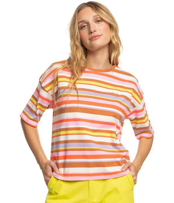 ロキシー レディース シャツ トップス Kate Bosworth Striped T-Shirt Vermillon Sun Struck Stripe