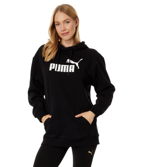 プーマ レディース パーカー・スウェット アウター Essentials Elongated Logo Pullover Hoodie Puma Black