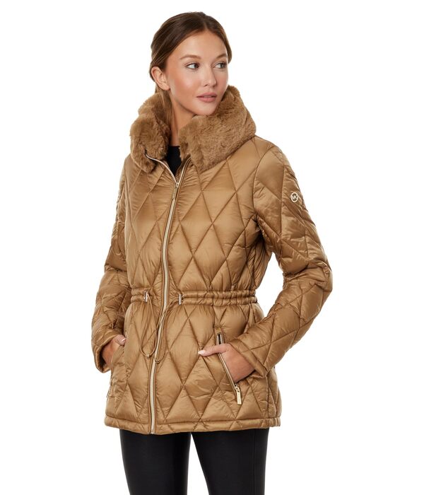 マイケルコース レディース コート アウター Diamond Quilt Puffer M426048C68 Dark Camel