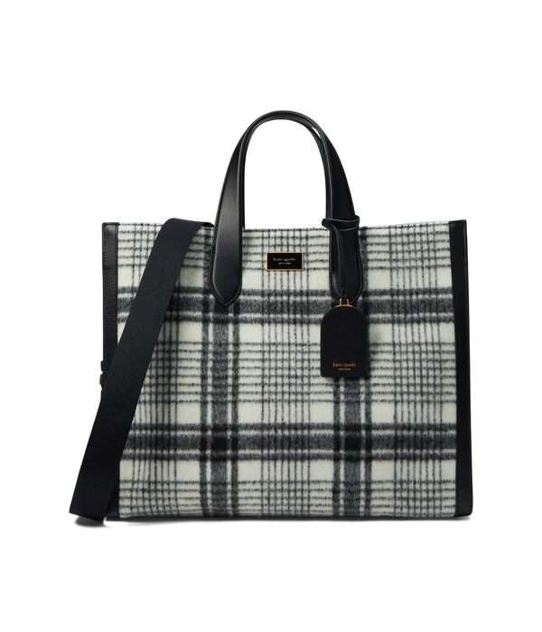 ケイトスペード レディース ハンドバッグ バッグ Manhattan Studio Plaid Fabric Large Tote French Cream Multi