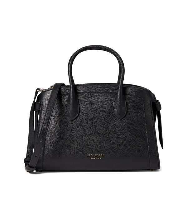 ケイトスペード レディース ハンドバッグ バッグ Knott Pebbled Leather Medium Zip Top Satchel Black