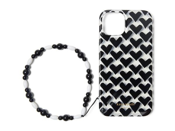 ケイトスペード レディース ＰＣ・モバイルギアケース アクセサリー Modernist Hearts Printed TPU Phone Case 14 with Wristlet Clear M