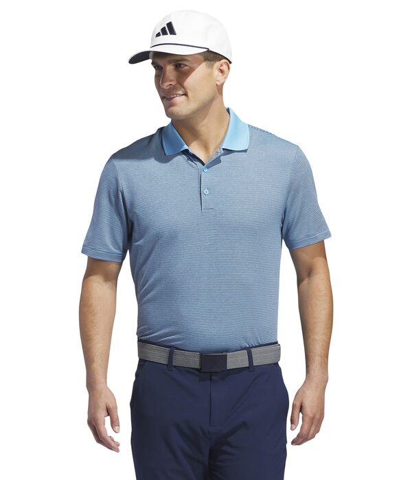 アディダス メンズ シャツ トップス Ottoman Short Sleeve Polo Semi Blue Burst/Collegiate Navy