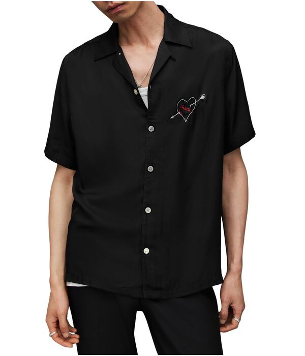 オールセインツ メンズ シャツ トップス Vendetta Short Sleeve Shirt Jet Black