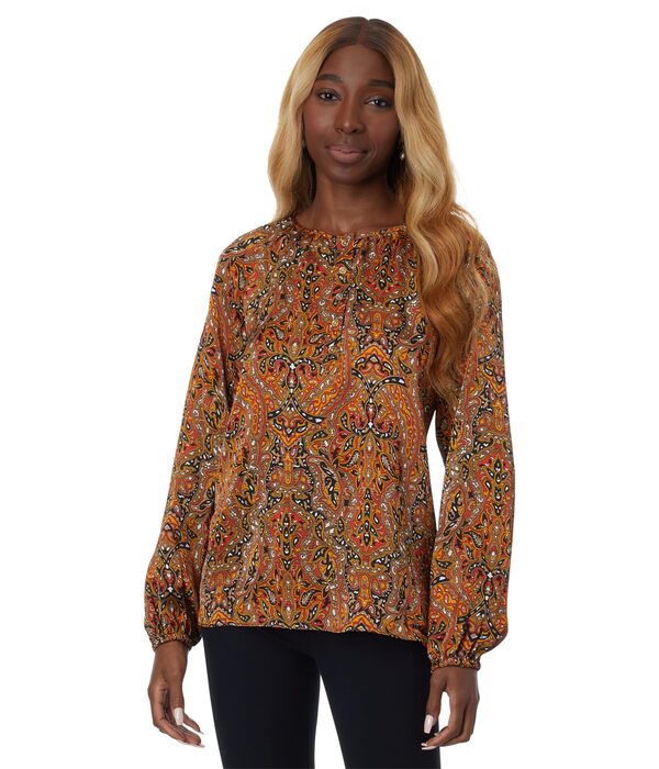 マイケルコース レディース シャツ トップス Multi Paisley Peasant Top Bright Terracottaの通販は 9,344円