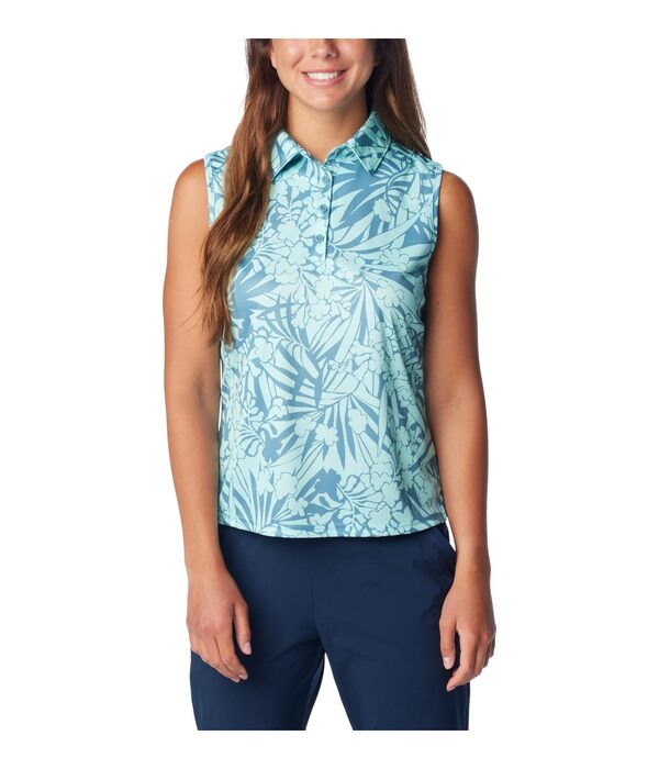 コロンビア レディース シャツ トップス Super Tidal Tee SL Polo Canyon Blue Tropictones