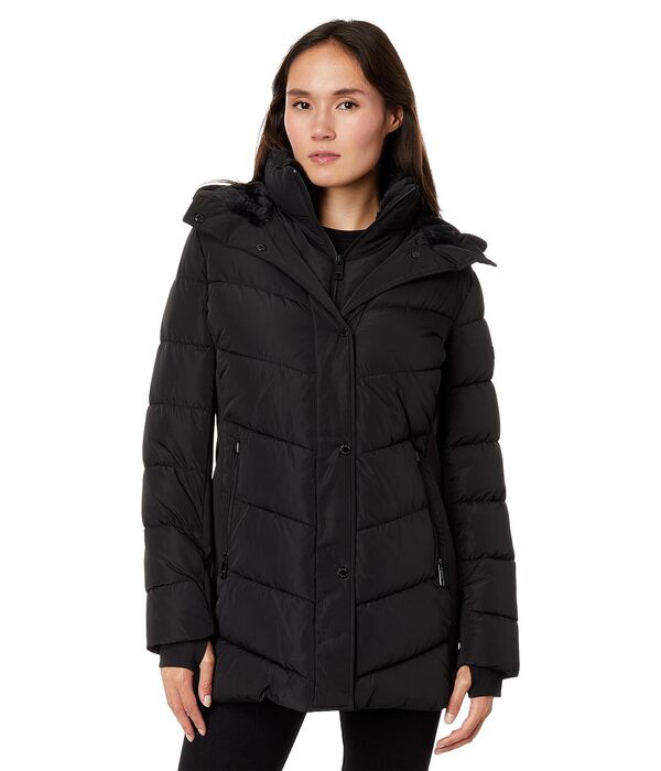 カルバンクライン レディース コート アウター Scuba Side Puffer Black