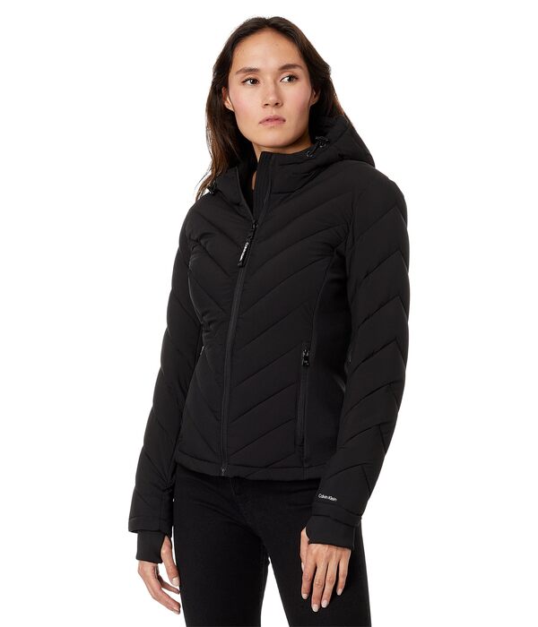 カルバンクライン レディース コート アウター Scuba Side Lightweight Puffer Blackの通販は