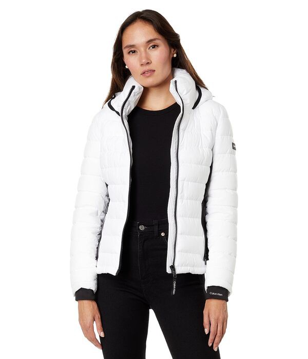 カルバンクライン レディース コート アウター Scuba Side Lightweight Puffer White