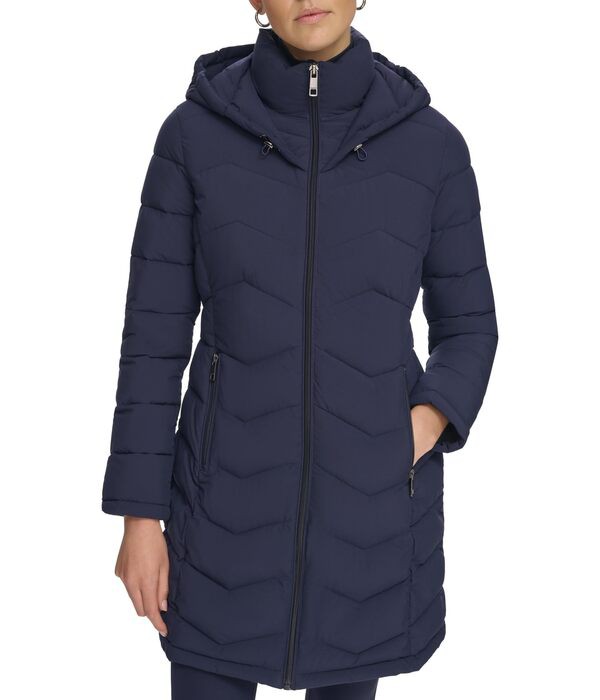 カルバンクライン レディース コート アウター Bibbed Walker Puffer Dark Navy