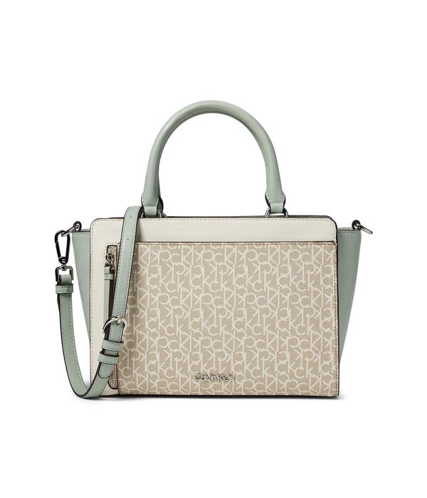 カルバンクライン レディース ハンドバッグ バッグ Rylan Signature Satchel Khaki/Vanilla/White/Desert Sageの通販は 28,480円