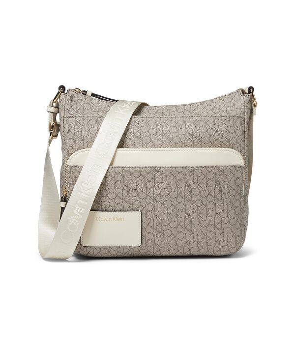 カルバンクライン レディース ハンドバッグ バッグ Lorelai Signature Messenger Almond/Taupe/Whiteの通販は