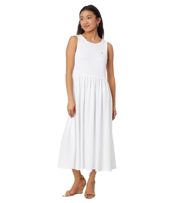 トミー ヒルフィガー レディース ワンピース トップス Sleeveless Smocked Dress Bright Whiteの通販は