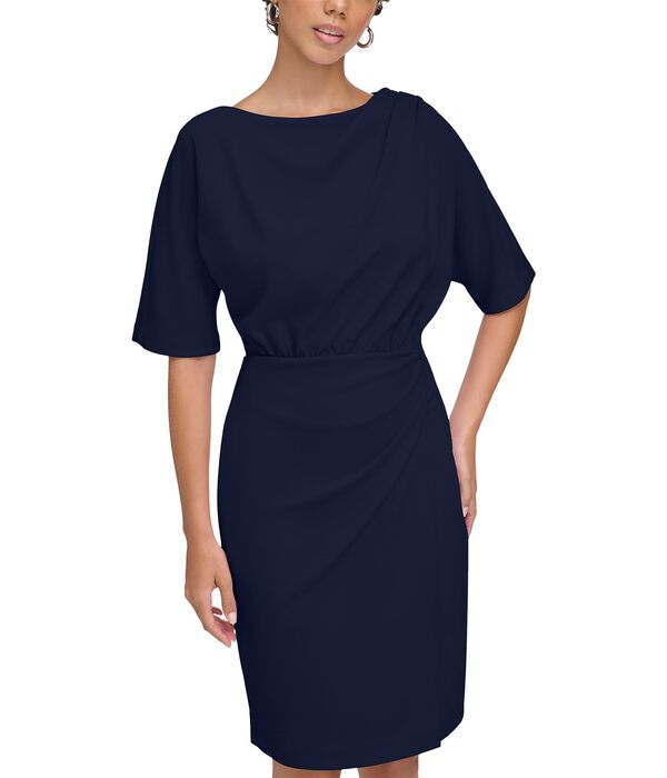 カルバンクライン レディース ワンピース トップス Split Sleeve Short Dress with Ruched Detail Indigoの通販は
