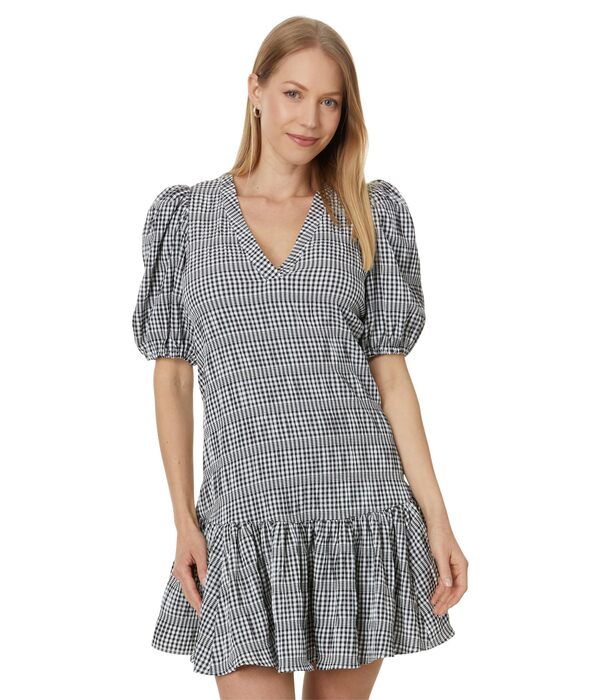 カルバンクライン レディース ワンピース トップス Gingham Print Gauze Dress with Puff Sleeve Black/White 22,896円
