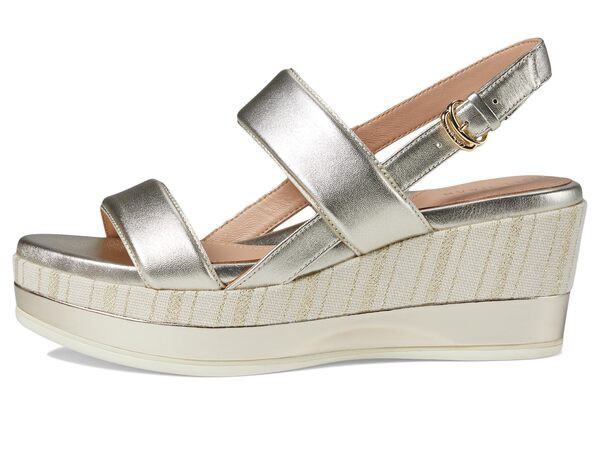 コールハーン レディース ヒール シューズ Aislin Wedge Sandal Soft Gold Leather/Canvas